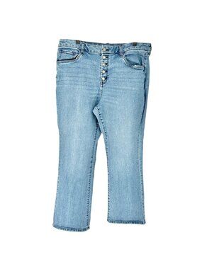 EVRI Denim Jeans Womens 18W Button Fly High Rise Bootcut Light Wash Vintage Look
